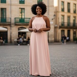 Jenny Yoo Collection Womens Pink Maxi Dress Formal Bridesmaid Gown Size 18‎